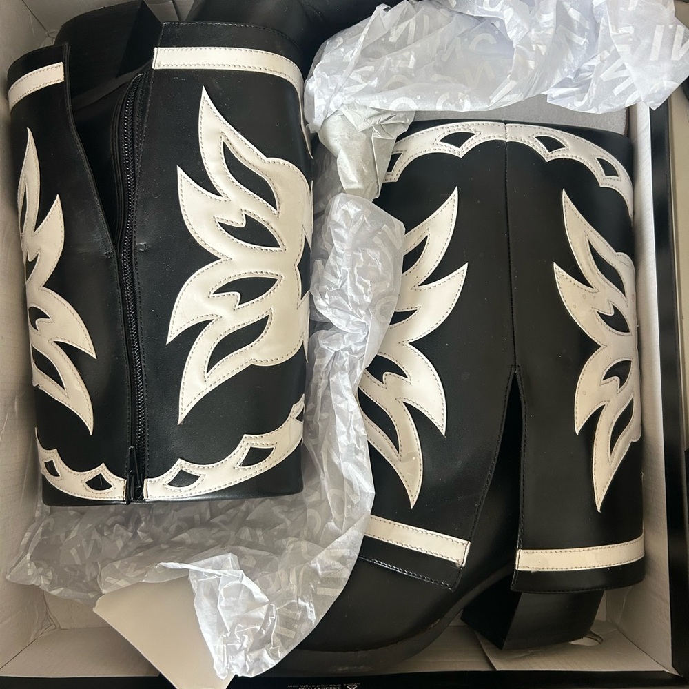 INC International Concepts Black and White Ankle Boots